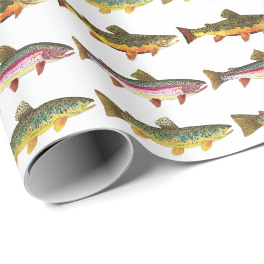 3 Forellen Flyfischen Geschenkpapier (Rolleneckpunkt)