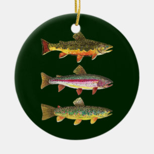 3 Forellen für die Fischerei und die Fischerei Keramik Ornament