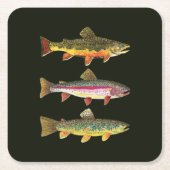 3 Forellen für Fischer oder Fischer Rechteckiger Pappuntersetzer (Vorderseite)