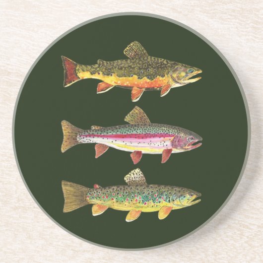 3 Forellen für Fischer oder Fischer Untersetzer (Vorne)