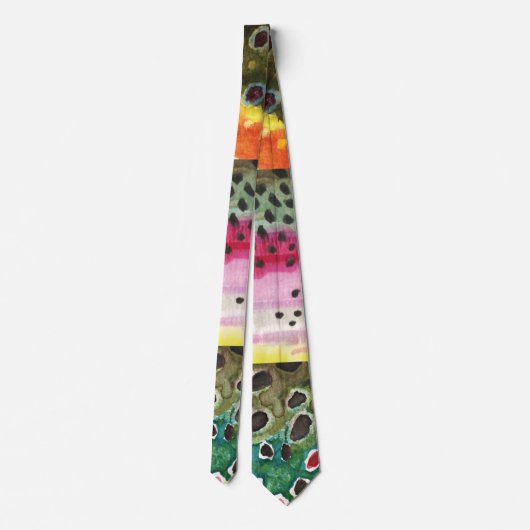 3 Forellenfelle: Brook, Regenbogen, Brown - Fliege Krawatte (Rückseite)