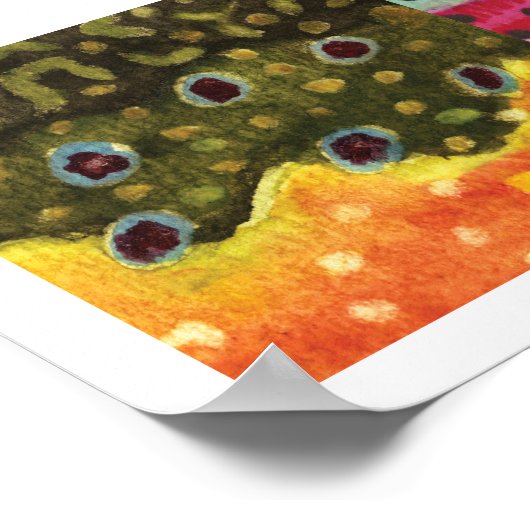 3 Forellenfelle: Brook, Regenbogen, Brown - Fliege Poster (Ecke)