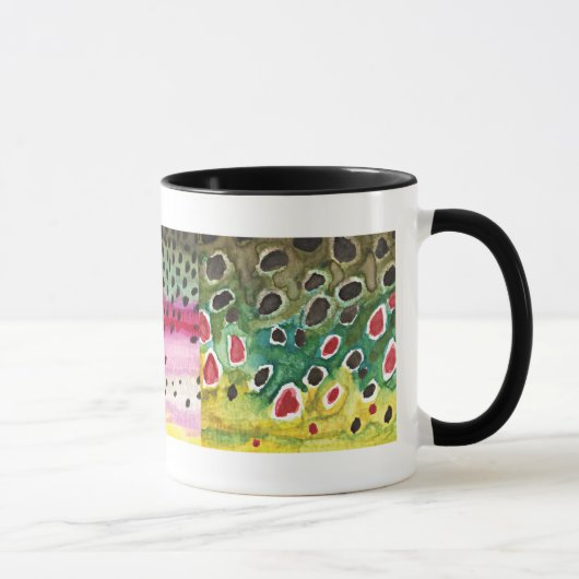 3 Forellenhäute: Bach, Regenbogen, Braunen - Fisch Tasse (Rechts)