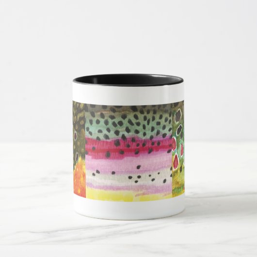 3 Forellenhäute: Bach, Regenbogen, Braunen - Fisch Tasse (Zentrum)