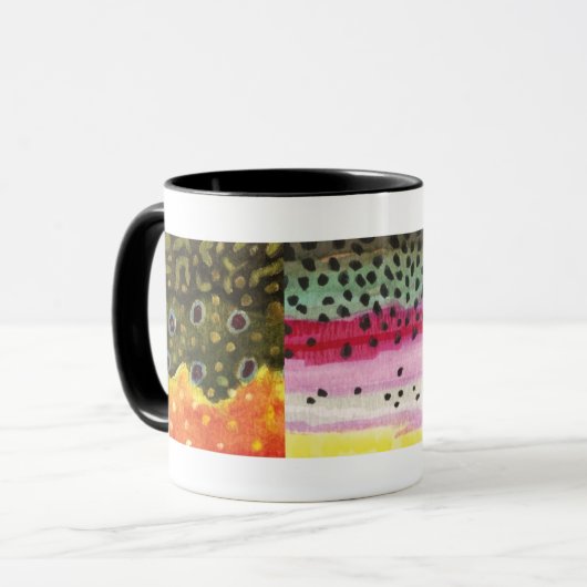 3 Forellenhäute: Bach, Regenbogen, Braunen - Fisch Tasse (Vorderseite Links)