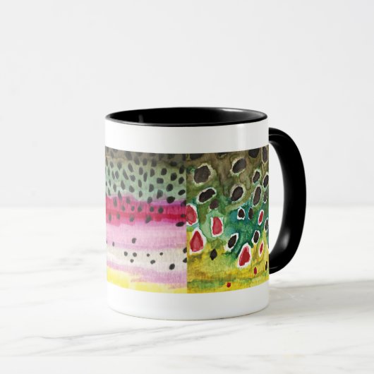3 Forellenhäute: Bach, Regenbogen, Braunen - Fisch Tasse (VorderseiteRechts)