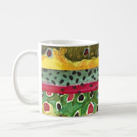 3 Forellenhäute Fliegenfischer Angelangler Kaffeetasse (Links)