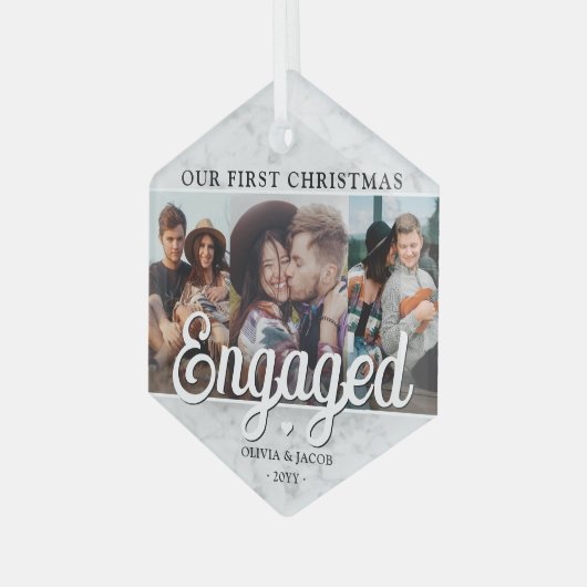 3 Foto 1. Weihnachten Verlobte Imitate Marble Hexa Ornament Aus Glas (Vorderseite Links)