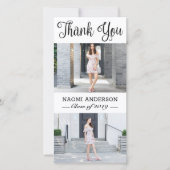 3 Foto(2+1) Kalligrafie Abschluss Dankeschön Karte (Vorderseite)