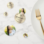 3 Foto Abschluss Black Gold Moderne Script Cap Konfetti (Gruppe)