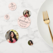 3 Foto Abschluss Blush Pink Moderne Script Cap Konfetti (Gruppe)