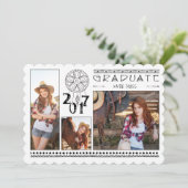 3 Foto-Abschluss-Mitteilung {Boho} Einladung (Stehend Vorderseite)