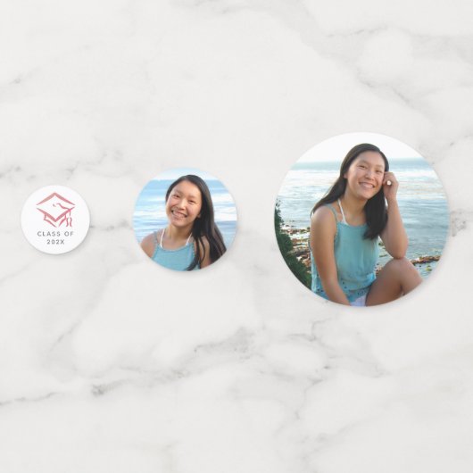 3 Foto Abschluss Rosa Rose Gold Glitzer Script Konfetti (Rückseiten)