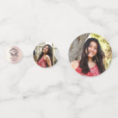 3 Foto Abschluss Rose Gold Moderne Script Cap Konfetti (Rückseiten)