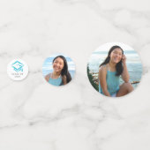 3 Foto Abschluss Turquoise Blue Glitzer Script Konfetti (Rückseiten)