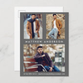 3 Foto Actor Model Comp Card Postcard Grau Postkarte (Vorne/Hinten)