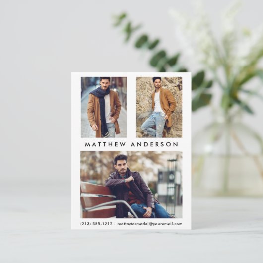 3 Foto Actor Model Comp Card Postcard W Postkarte (Stehend Vorderseite)