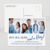 3 Foto Beach Verlobung Ankündigung Postkarte (Vorne/Hinten)
