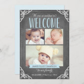 3-Foto-Begrüßungstafel | Geburtsankündigung Ankündigung (Vorne/Hinten)