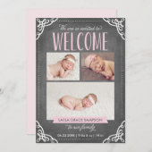 3-Foto-Begrüßungstafel | Geburtsankündigung Ankündigung (Vorne/Hinten)