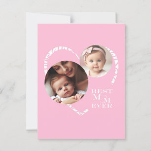 3-Foto "Beste Mama überhaupt" Süßes rosa und weiße Postkarte