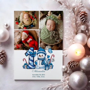 3 Foto Blaue Schneemann Erstes Weihnachten