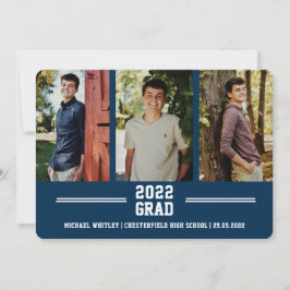 3 Foto Blue Boy Grad Custom Text Abschluss Ankündigung
