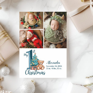 3 Foto Blue Teddy Baby 1. Weihnachten