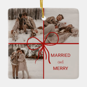 3 Foto-Bogen-Weihnachtsgeschenk für Neuvermählte M Keramikornament