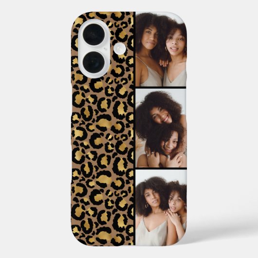 3 Foto Braun und Gold Leopardendruck Case-Mate iPhone Hülle (Rückseite)