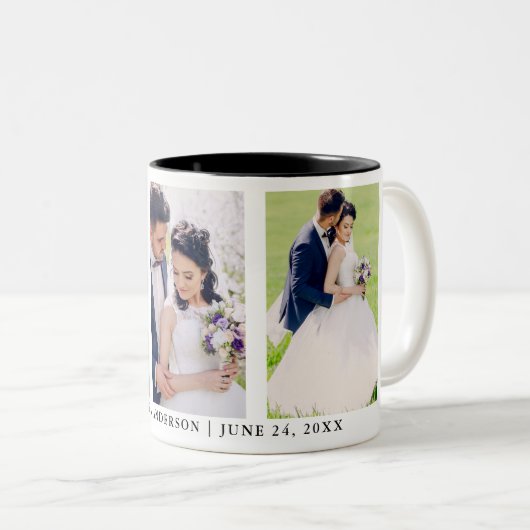 3 Foto Bride and Groom Mr. and Mrs. Wedding Zweifarbige Tasse (VorderseiteRechts)