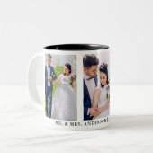 3 Foto Bride and Groom Mr. and Mrs. Wedding Zweifarbige Tasse (Vorderseite Links)