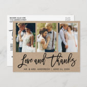 3 Foto Brush Script Hochzeitsskrippe dank Kraft Postkarte (Vorne/Hinten)