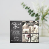 3 Foto Chalkboard Custom Wedding Danke Karte (Stehend Vorderseite)