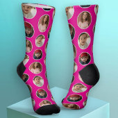 3 Foto Circle Border Collage - Pink White Socken