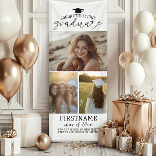 3 Foto-Collage Abschluss Moderne Minimal Weiß Banner