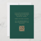 3-Foto Collage Arch Emerald Green Gold QR Code Save The Date (Rückseite)