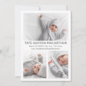 3 Foto Collage Baby Geburtsankündigung Ankündigung (Vorderseite)