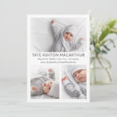 3 Foto Collage Baby Geburtsankündigung Ankündigung (Stehend Vorderseite)