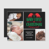 3 Foto Collage Baby's 1. Weihnachtskarte Magnetic  Magnetkarte (Vorne/Hinten)