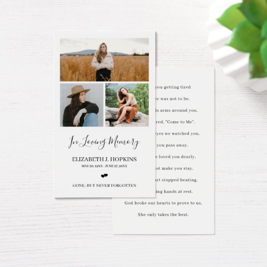 3 Foto Collage Beerdigung Gedenkkarten (Schreibtisch)