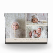 3 Foto Collage Beige Neuer Baby Keepake (Vorderseite)