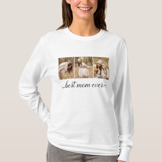 3 Foto Collage Beste Mama je Frauenlangen T-Shirt (Vorderseite)