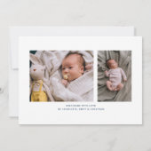 3 Foto Collage Birth Stats Moderne Geburt Ankündigung (Rückseite)