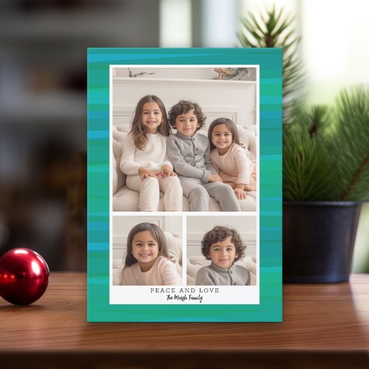 3 Foto Collage - Blue Green Watercolor Weihnachten