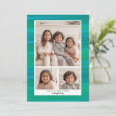 3 Foto Collage - Blue Green Watercolor Weihnachten (Stehend Vorderseite)