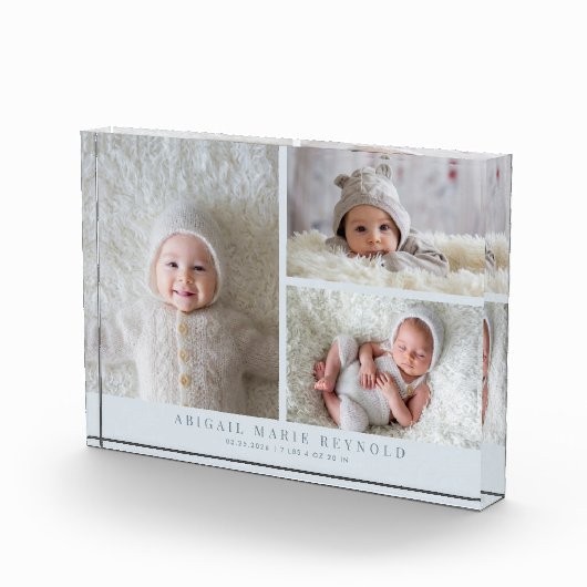 3 Foto Collage Blue New Baby Keepake (Rechts)