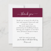 3 Foto Collage Burgundy Pink Sand Dollar Hochzeit Dankeskarte (Rückseite)