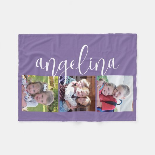 3 Foto Collage CAN EDIT Hintergrund FARBE Fleecedecke (Vorderseite (Horizontal))