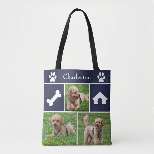 3 Foto Collage Canine Tote Bag Tasche (Vorderseite)